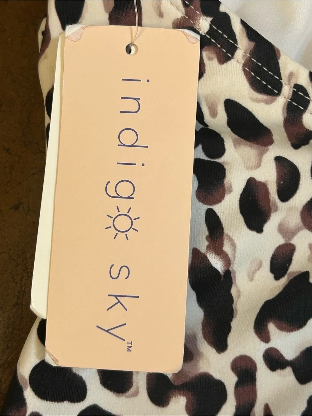 NWT-Indigo Sky leopard-print one-piece swimsuit, high-cut leg, keyhole detail